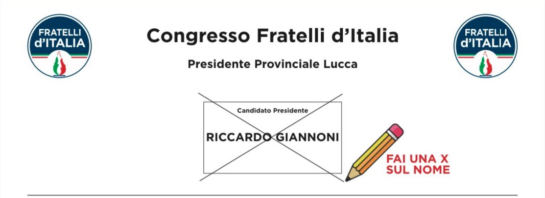 Fac-simile della scheda congressuale con indicazione di voto per Riccardo Giannoni